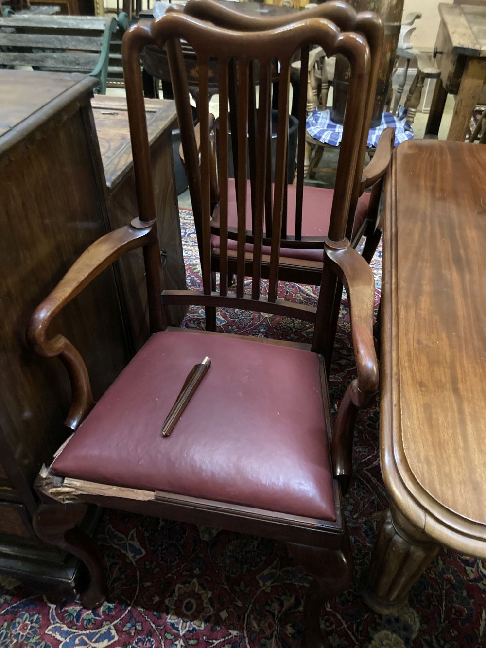 A set of eight mahogany dining chairs